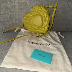 Tiffany & Co Yellow Green Leather Quilted Heart Shaped Crossbody Bag 💛💚💛💚